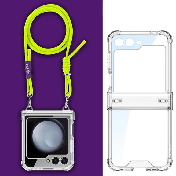 For Samsung Galaxy Z Flip6 GKK Airbag Hinge Full Coverage Phone Case with Crossbody Rope(Yellow)