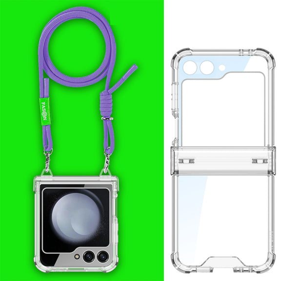 For Samsung Galaxy Z Flip6 / Flip7 FE GKK Airbag Hinge Full Coverage Phone Case with Crossbody Rope(Purple)