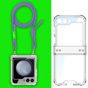 For Samsung Galaxy Z Flip5 GKK Airbag Hinge Full Coverage Phone Case with Crossbody Rope(Purple)