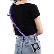 For Samsung Galaxy Z Flip5 GKK Airbag Hinge Full Coverage Phone Case with Crossbody Rope(Purple)