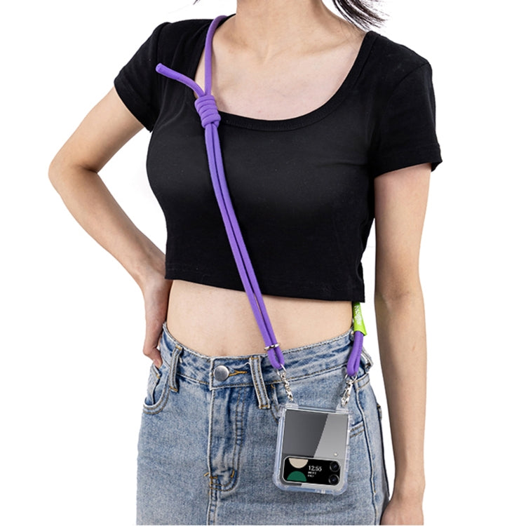 For Samsung Galaxy Z Flip4 GKK Airbag Hinge Full Coverage Phone Case with Crossbody Rope(Purple)