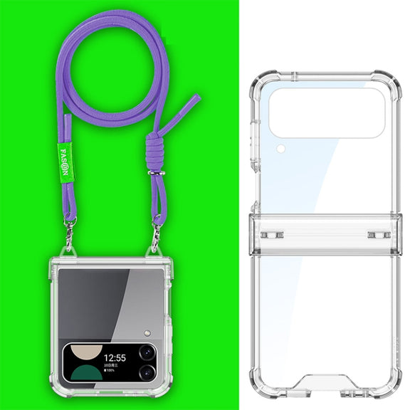 For Samsung Galaxy Z Flip4 GKK Airbag Hinge Full Coverage Phone Case with Crossbody Rope(Purple)
