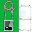 For Samsung Galaxy Z Flip3 GKK Airbag Hinge Full Coverage Phone Case with Crossbody Rope(Pink) - free shipping - PMC Jewellery - Order now!