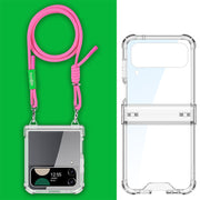 For Samsung Galaxy Z Flip3 GKK Airbag Hinge Full Coverage Phone Case with Crossbody Rope(Pink)