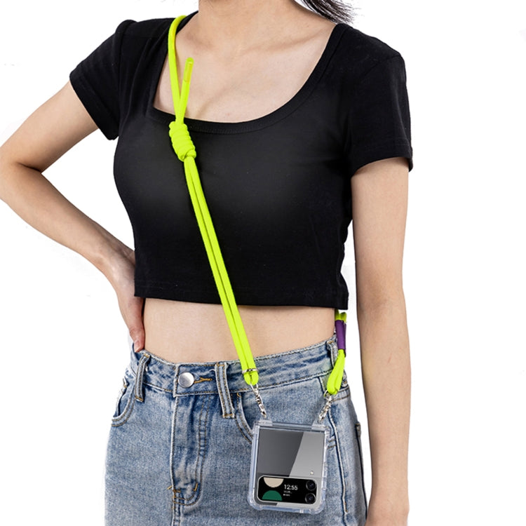 For Samsung Galaxy Z Flip3 GKK Airbag Hinge Full Coverage Phone Case with Crossbody Rope(Yellow)