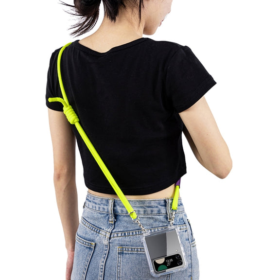 For Samsung Galaxy Z Flip3 GKK Airbag Hinge Full Coverage Phone Case with Crossbody Rope(Yellow)