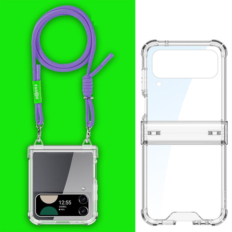 For Samsung Galaxy Z Flip3 GKK Airbag Hinge Full Coverage Phone Case with Crossbody Rope(Purple)