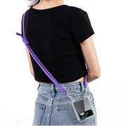 For Samsung Galaxy Z Flip3 GKK Airbag Hinge Full Coverage Phone Case with Crossbody Rope(Purple)