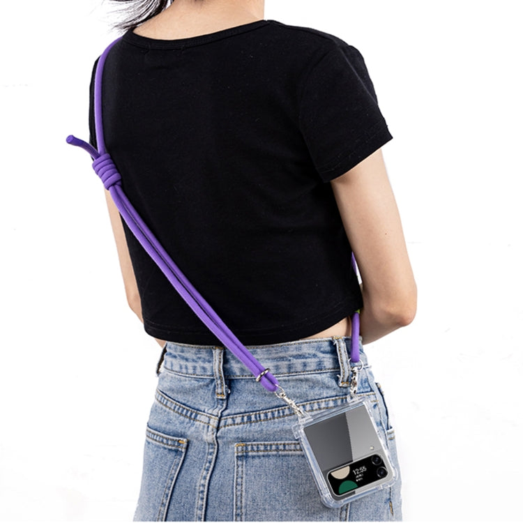 For Samsung Galaxy Z Flip3 GKK Airbag Hinge Full Coverage Phone Case with Crossbody Rope(Purple)