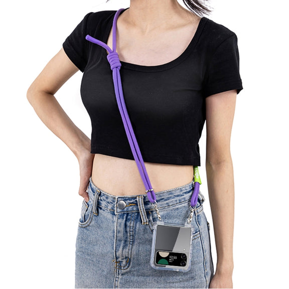 For Samsung Galaxy Z Flip3 GKK Airbag Hinge Full Coverage Phone Case with Crossbody Rope(Purple)