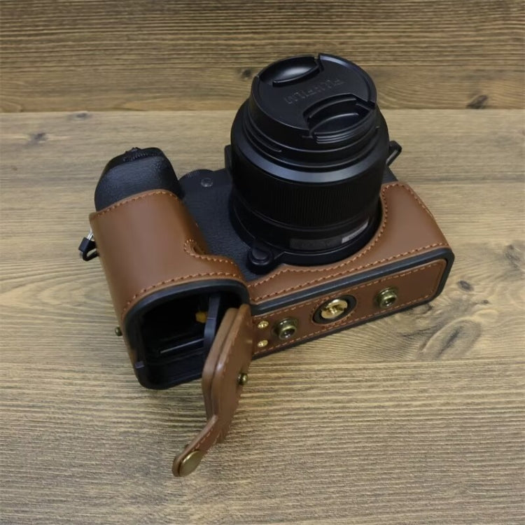 For FUJIFILM X-S20 Full Body Leather Camera Case Bag with Strap(Coffee) - Leather Bag by PMC Jewellery | Online Shopping South Africa | PMC Jewellery | Buy Now Pay Later Mobicred