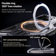For iPhone 16 Pro Max Aluminum Alloy Borderless MagSafe Rotating Holder Phone Case(Grey)