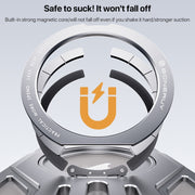 For iPhone 16 Pro Aluminum Alloy Borderless MagSafe Rotating Holder Phone Case(Silver)