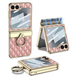 For Samsung Galaxy Z Flip6 / Flip7 FE GKK Rhombus Pattern Integrated Electroplated Leather Phone Case with Ring(Pink) - free shipping - PMC Jewellery - Order now!