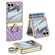 For Samsung Galaxy Z Flip6 / Flip7 FE GKK Rhombus Pattern Integrated Electroplated Leather Phone Case with Ring(Purple) - free shipping - PMC Jewellery - Order now!