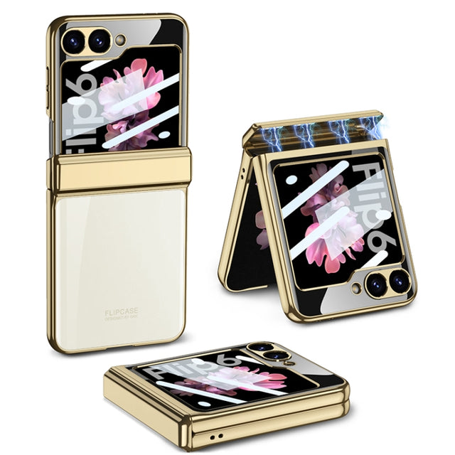For Samsung Galaxy Z Flip6 GKK Integrated Magnetic Fold Hinge Shockproof Phone Case(Gold)