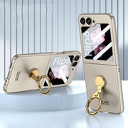 For Samsung Galaxy Z Flip6 GKK Integrated Ultra-thin Triaxial Ring Holder PC Phone Case(Titanium Grey)