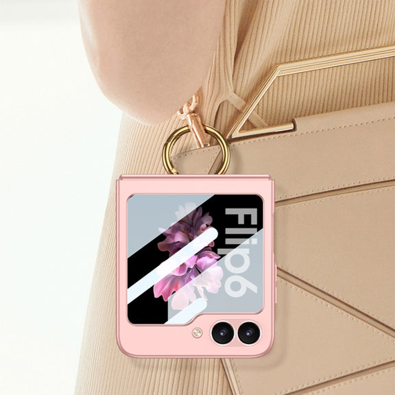 For Samsung Galaxy Z Flip6 GKK Integrated Ultra-thin Triaxial Ring Holder PC Phone Case(Titanium Grey)
