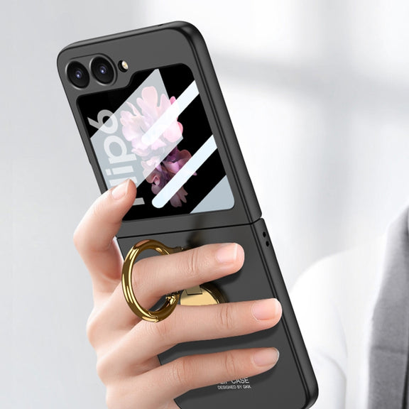 For Samsung Galaxy Z Flip6 GKK Integrated Ultra-thin Triaxial Ring Holder PC Phone Case(Titanium Grey)