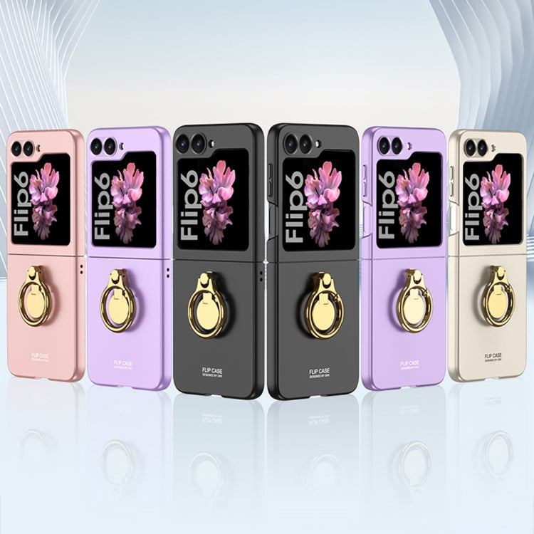 For Samsung Galaxy Z Flip6 / Flip7 FE GKK Integrated Ultra-thin Triaxial Ring Holder PC Phone Case(Pink)
