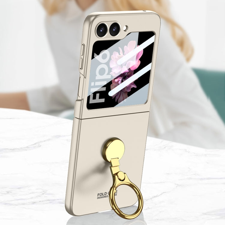 For Samsung Galaxy Z Flip6 / Flip7 FE GKK Integrated Ultra-thin Triaxial Ring Holder PC Phone Case(Pink)