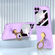 For Samsung Galaxy Z Flip6 GKK Integrated Ultra-thin Triaxial Ring Holder PC Phone Case(Purple)