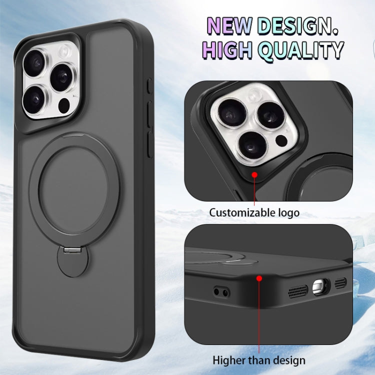 For iPhone 16 Pro Max Invisible Fulcrum Holder MagSafe Phone Case(Black)