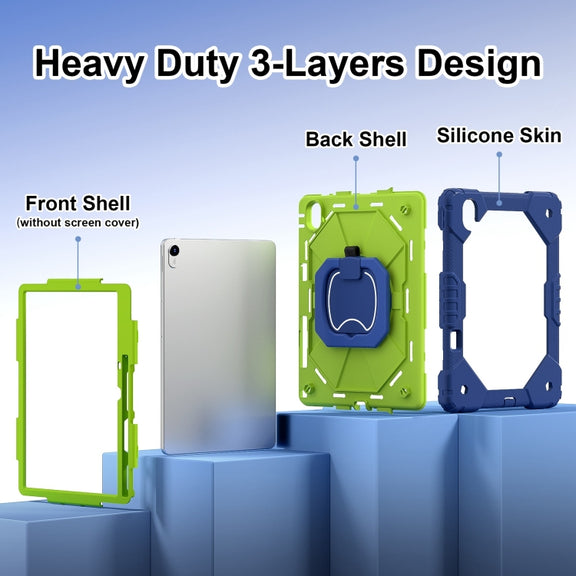 For Huawei Matepad 11.5 2023 Contrast Color Robot Silicone Hybrid PC Tablet Case(Navy Yellow Green)