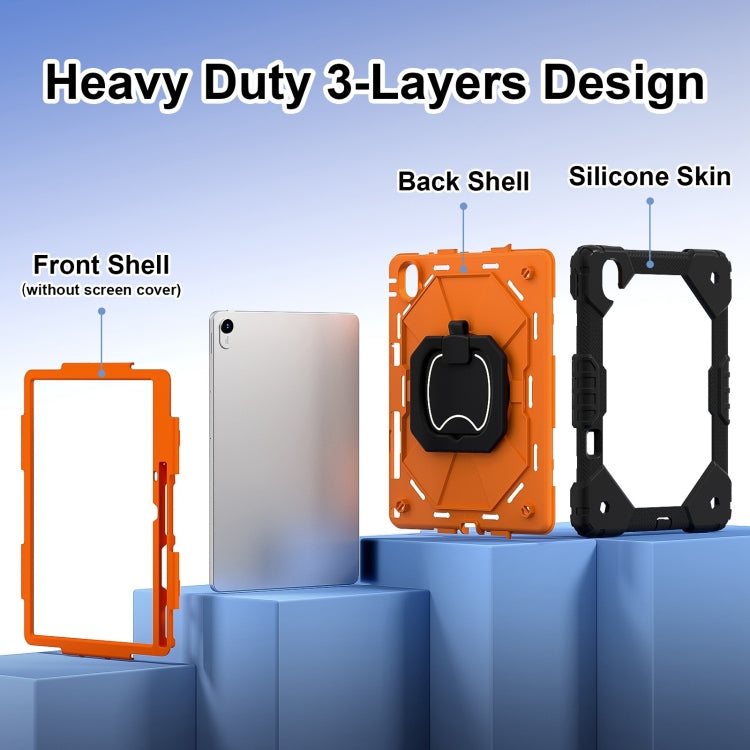 For Huawei Matepad 11.5 2023 Contrast Color Robot Silicone Hybrid PC Tablet Case(Black Orange)