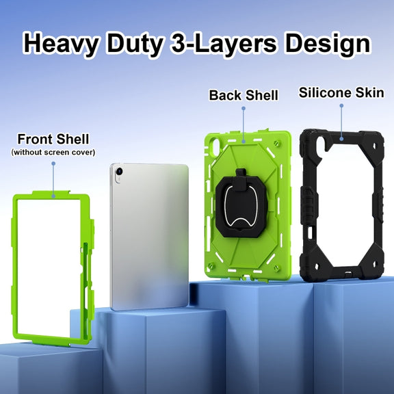 For Huawei Matepad 11.5 2023 Contrast Color Robot Silicone Hybrid PC Tablet Case(Black Yellow Green)