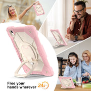 For Huawei Matepad 11.5 2023 Contrast Color Robot Silicone Hybrid PC Tablet Case(Rose Gold Beige)