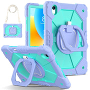 For Huawei Matepad 11.5 2023 Contrast Color Robot Silicone Hybrid PC Tablet Case(Purple Mint Green)