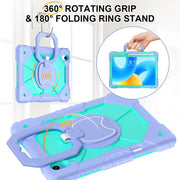 For Huawei Matepad 11.5 2023 Contrast Color Robot Silicone Hybrid PC Tablet Case(Purple Mint Green)