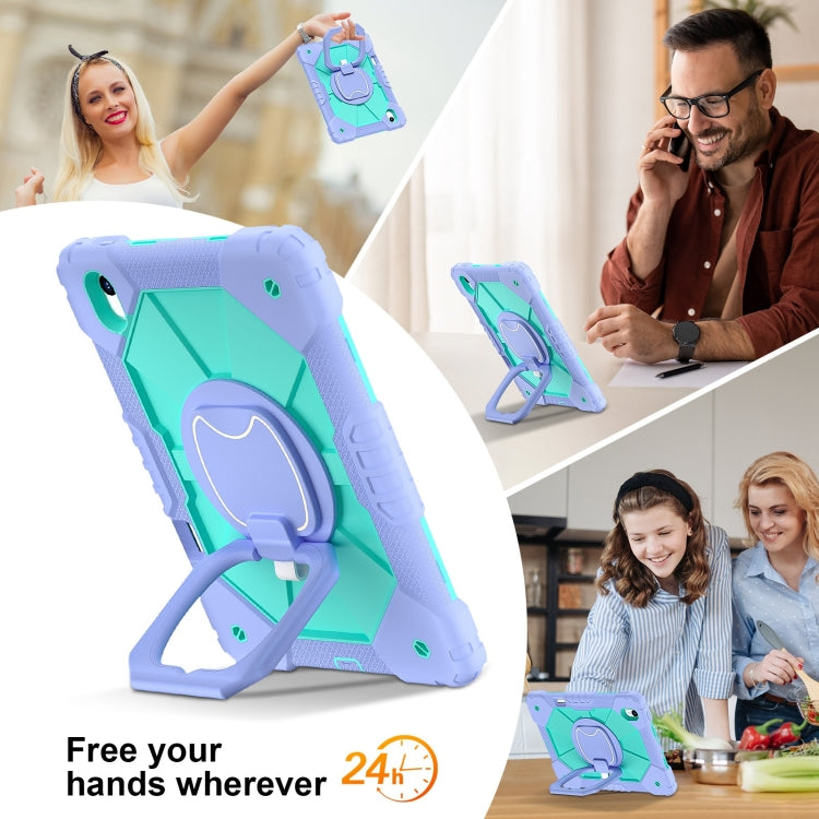 For Huawei Matepad 11.5 2023 Contrast Color Robot Silicone Hybrid PC Tablet Case(Purple Mint Green)