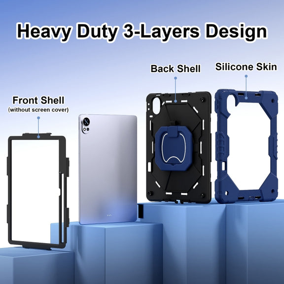 For Huawei MatePad Air 12 2024 Contrast Color Robot Silicone Hybrid PC Tablet Case(Navy Black)