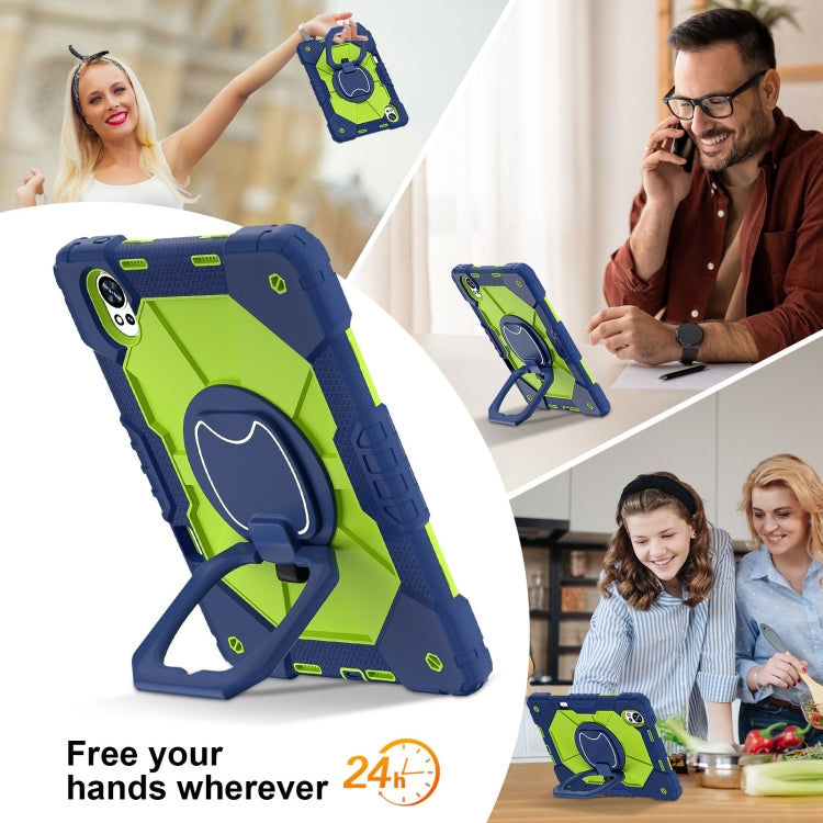 For Huawei MatePad Air 12 2024 Contrast Color Robot Silicone Hybrid PC Tablet Case(Navy Yellow Green)