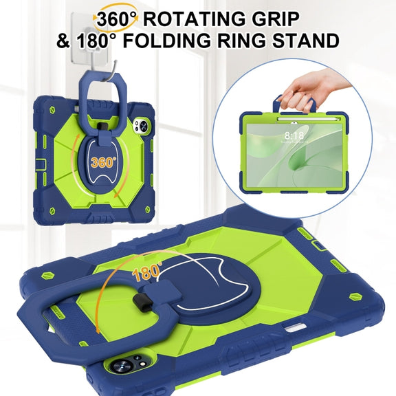For Huawei MatePad Air 12 2024 Contrast Color Robot Silicone Hybrid PC Tablet Case(Navy Yellow Green)