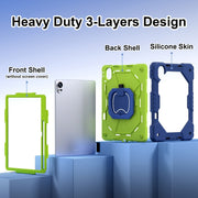 For Huawei MatePad Air 12 2024 Contrast Color Robot Silicone Hybrid PC Tablet Case(Navy Yellow Green)