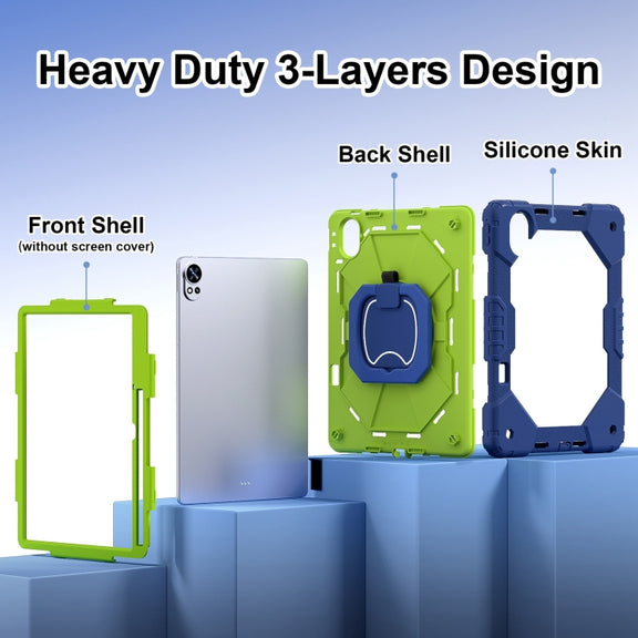 For Huawei MatePad Air 12 2024 Contrast Color Robot Silicone Hybrid PC Tablet Case(Navy Yellow Green)