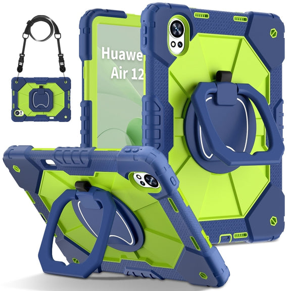 For Huawei MatePad Air 12 2024 Contrast Color Robot Silicone Hybrid PC Tablet Case(Navy Yellow Green)