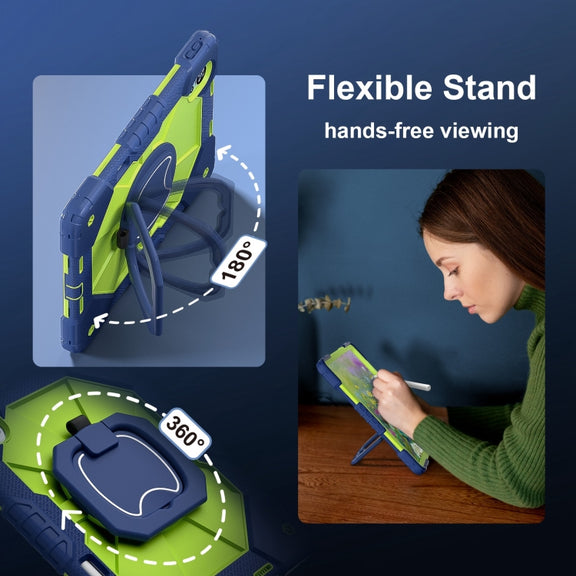 For Huawei MatePad Air 12 2024 Contrast Color Robot Silicone Hybrid PC Tablet Case(Navy Yellow Green)