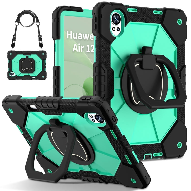 For Huawei MatePad Air 12 2024 Contrast Color Robot Silicone Hybrid PC Tablet Case(Black Mint Green) - Huawei by PMC Jewellery | Online Shopping South Africa | PMC Jewellery | Buy Now Pay Later Mobicred