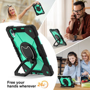 For Huawei MatePad Air 12 2024 Contrast Color Robot Silicone Hybrid PC Tablet Case(Black Mint Green)