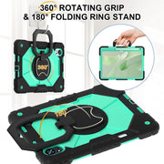 For Huawei MatePad Air 12 2024 Contrast Color Robot Silicone Hybrid PC Tablet Case(Black Mint Green)