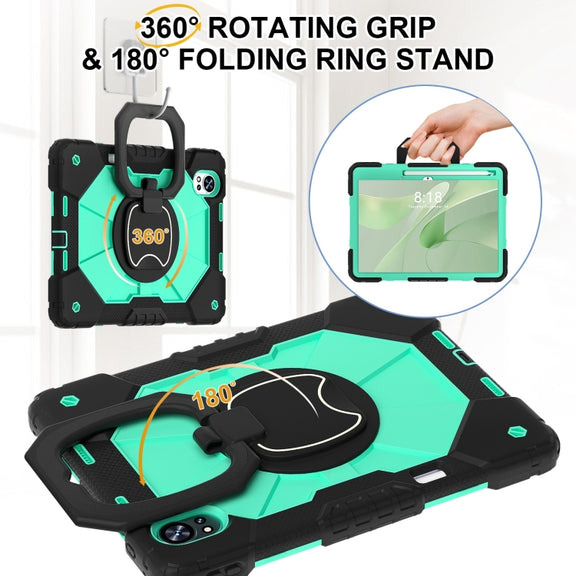 For Huawei MatePad Air 12 2024 Contrast Color Robot Silicone Hybrid PC Tablet Case(Black Mint Green)
