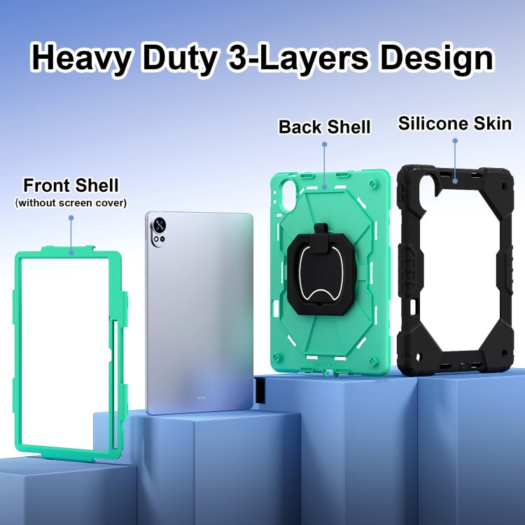 For Huawei MatePad Air 12 2024 Contrast Color Robot Silicone Hybrid PC Tablet Case(Black Mint Green) - Huawei by PMC Jewellery | Online Shopping South Africa | PMC Jewellery | Buy Now Pay Later Mobicred