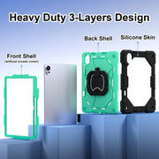 For Huawei MatePad Air 12 2024 Contrast Color Robot Silicone Hybrid PC Tablet Case(Black Mint Green)