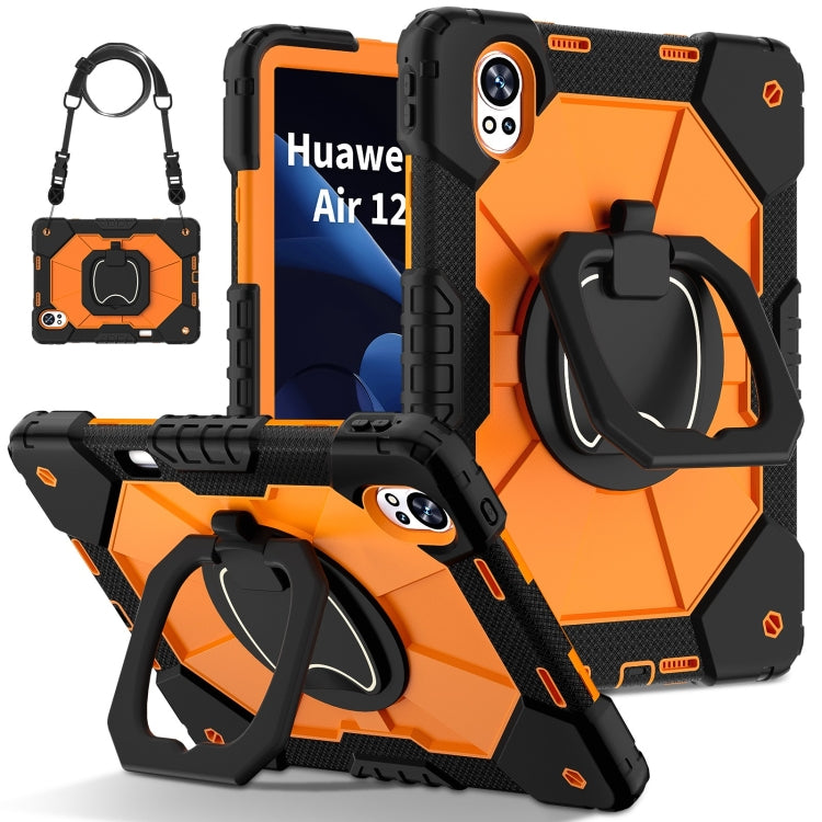 For Huawei MatePad Air 12 2024 Contrast Color Robot Silicone Hybrid PC Tablet Case(Black Orange) - Huawei by PMC Jewellery | Online Shopping South Africa | PMC Jewellery | Buy Now Pay Later Mobicred