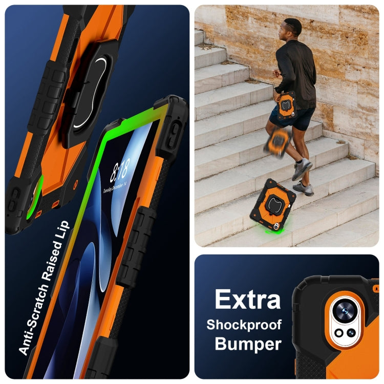 For Huawei MatePad Air 12 2024 Contrast Color Robot Silicone Hybrid PC Tablet Case(Black Orange) - Huawei by PMC Jewellery | Online Shopping South Africa | PMC Jewellery | Buy Now Pay Later Mobicred