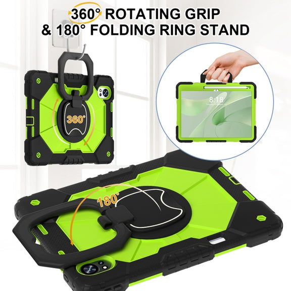 For Huawei MatePad Air 12 2024 Contrast Color Robot Silicone Hybrid PC Tablet Case(Black Yellow Green)